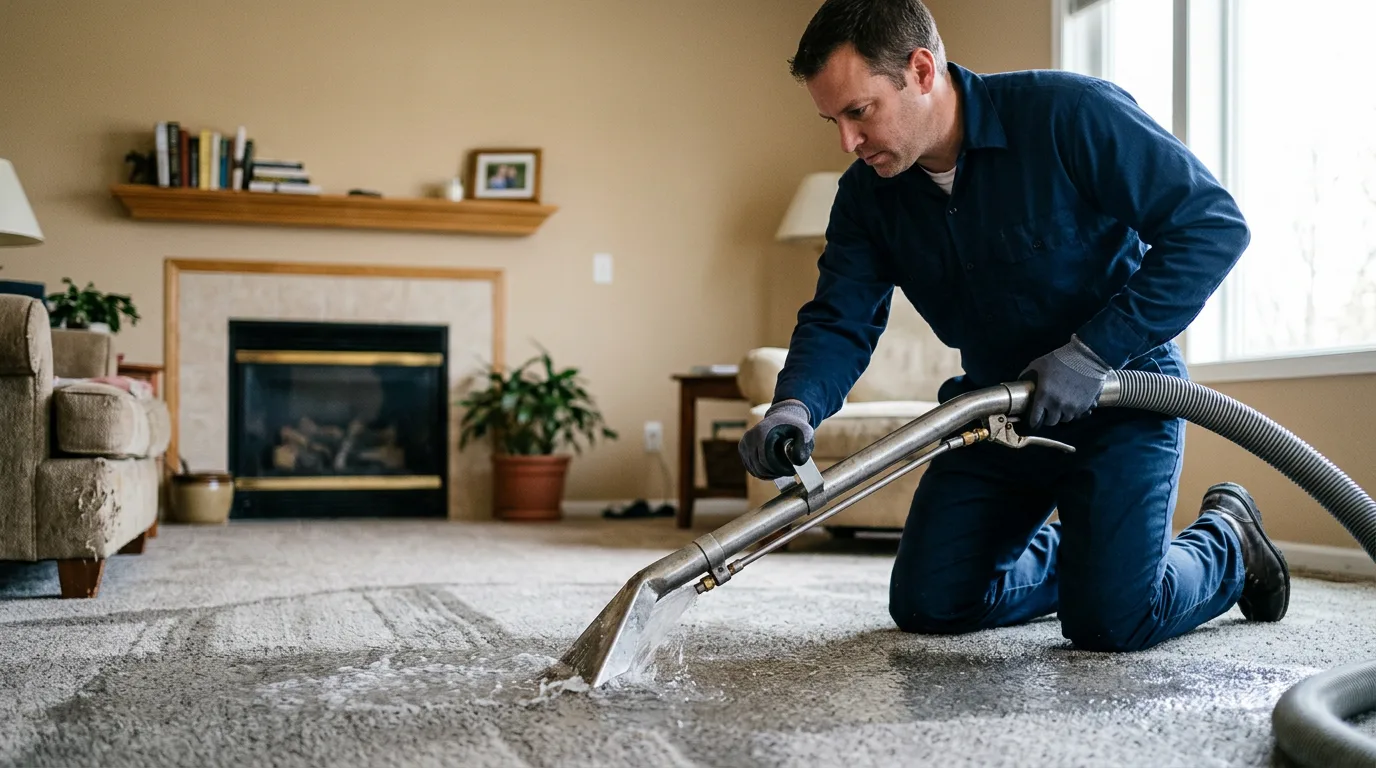 Water damage restoration technician working near North Chicago, IL